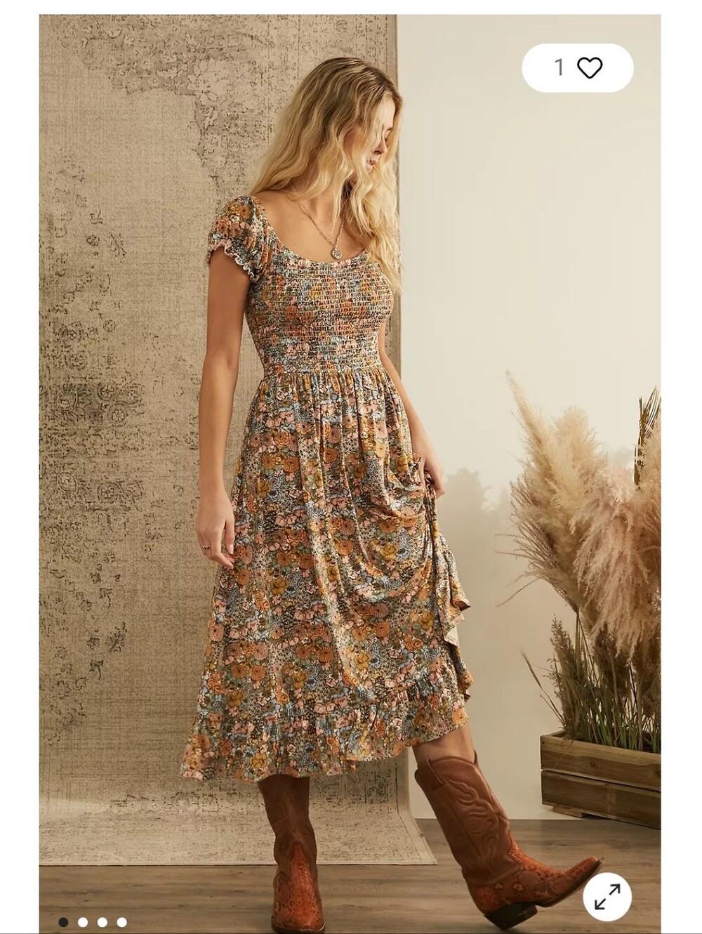 Urban Outfitters Tessie Multi Floral Midi Dress Size Small